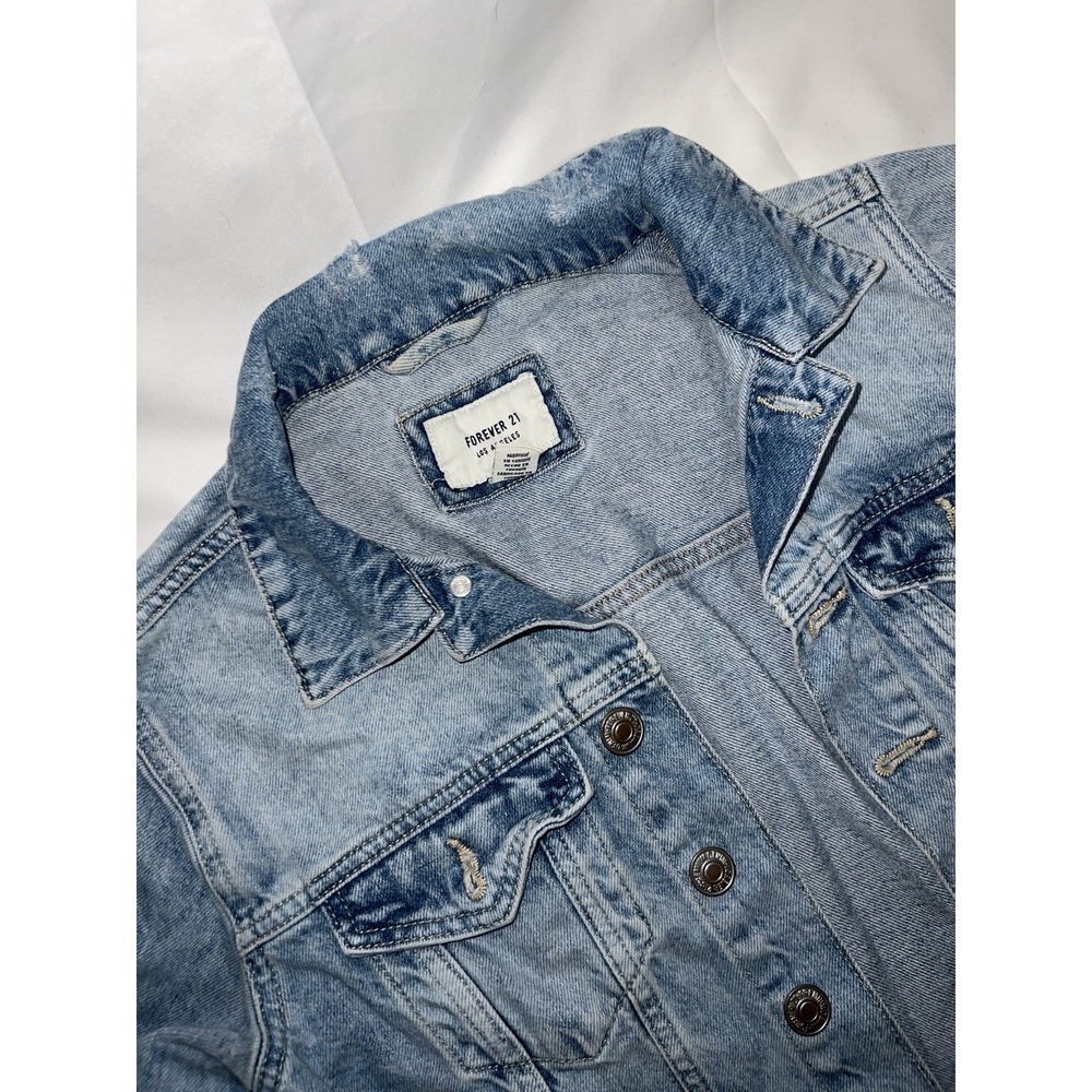 Forever 21 Jeans Women's Size Small Frayed Denim Jacket Soft Cotton/Rayon